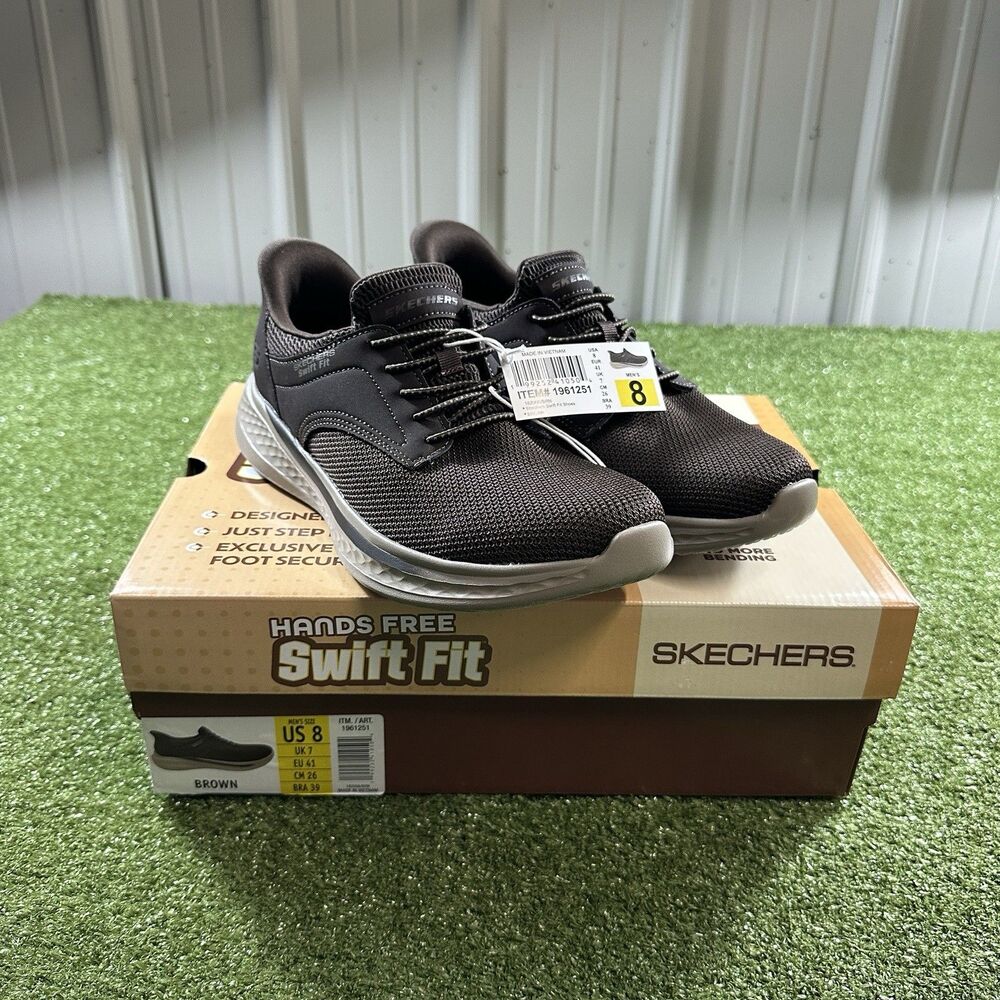 Skechers Hands Free Swift Fit Men's Size 8 Brown Shoes 1961251 New In Box